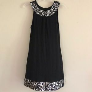 Express black sequined swing dress